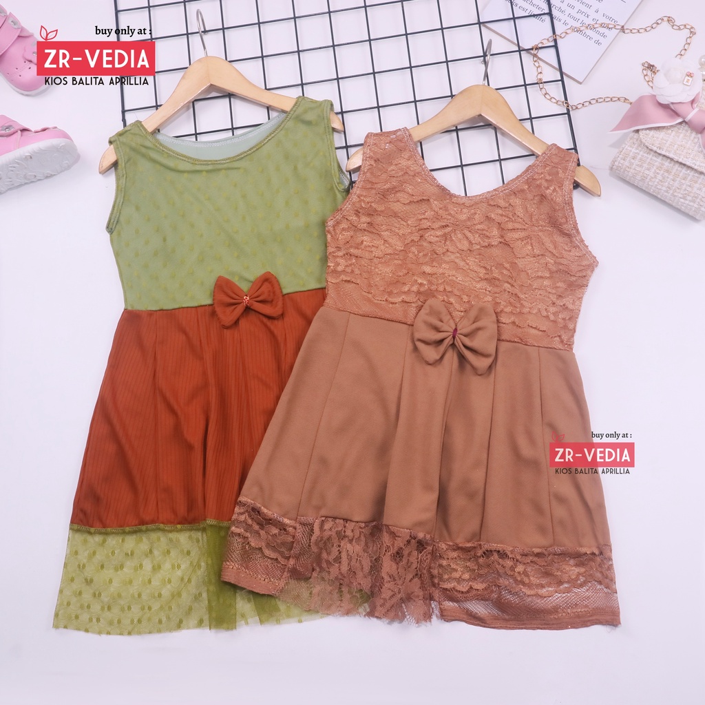 Dress Zulfa uk 4-5 Tahun / Baju Brukat Import Dres Brokat Anak Perempuan Pakaian Balita Cewek