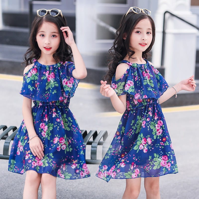 BARU! LIA028 - Dress Korea 4-13 Tahun Anak Perempuan Fashion Terlaris Baju Pesta Pergi Jalan