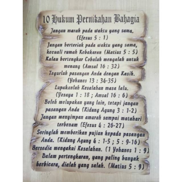 Pajangan hiasan rohani dinding 10 hukum pernikahan bahagia plakat murah dekorasi rumah original