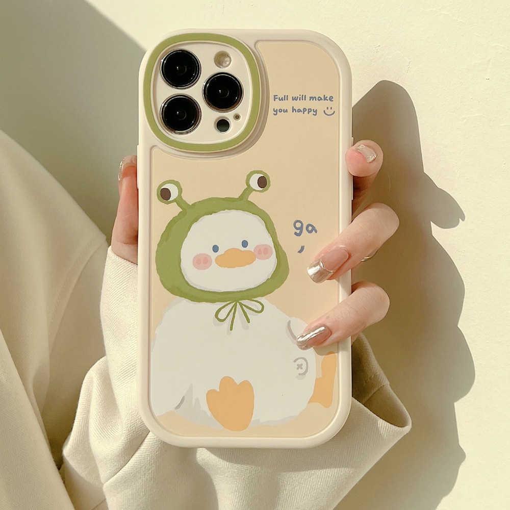 IPHONE Sarung Casing Belakang Hp Matte Warna Krem Bebek Kartun Lucu Untuk Iphone7 8 PLUS X XR XS 11 12 13 14 MINI PRO MAX Se2020