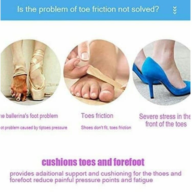 Silicone gel toe cap forefoot silikon jari kaki ballet import All Size