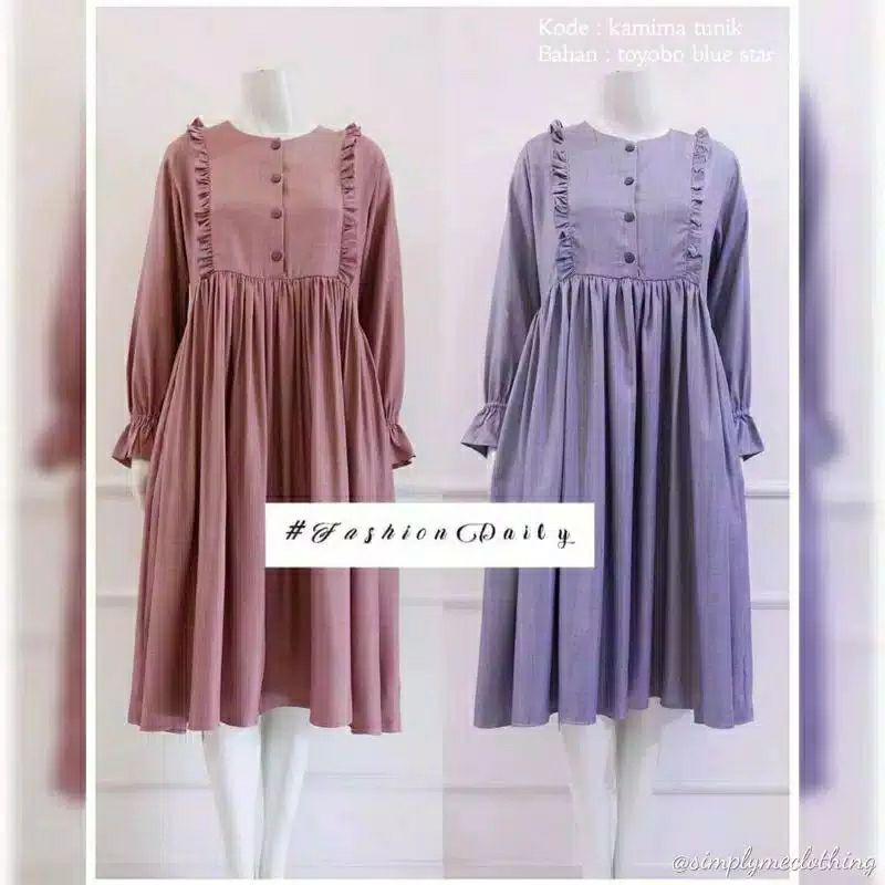 EF021 - Kamima Tunik Desain  Baju Atasan Wanita Rempel Baju Casual Wanita Tunik Terbaru Termurah