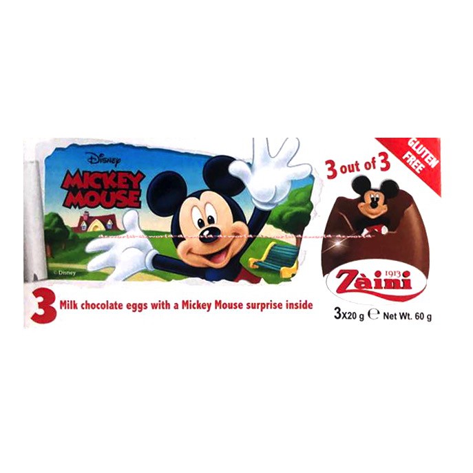 Zaini Mickey Mouse Milk Chocolate Eggs Coklat Telur Telor Egg Miki Mose Mickay Mosse