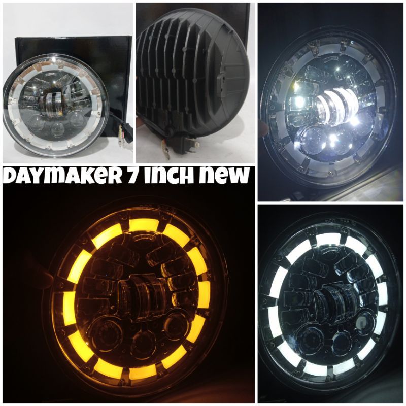 Daymaker 7 inch 19 Led Dus Hitam Lampu Depan Custom