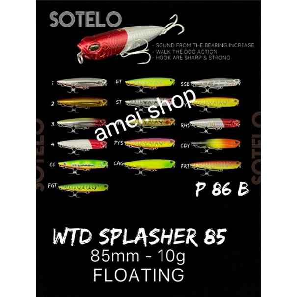 UMPAN PENCIL WTD SOTELO SPLASHER 85 Umpan pancing ikan ikanan sotelo WTD splasher P86 floating