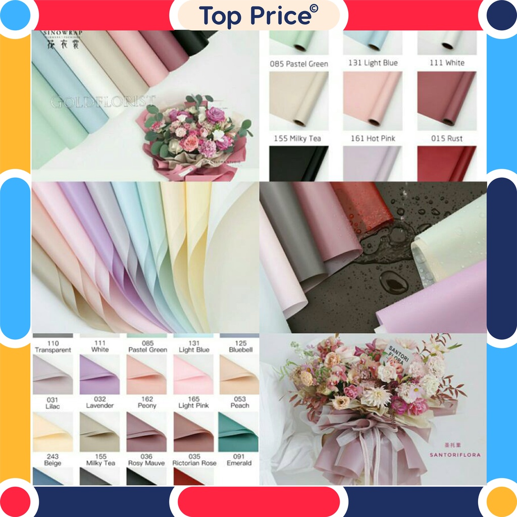 TOPPRICE Flower Wrapping Paper Kertas Buket Bunga Polos Korea Cellophane Waterproof KB01 / KB24 / KB30