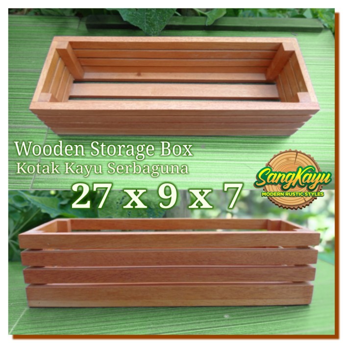 Kotak Kayu 27x9x7 Kotak serbaguna kotak penyimpanan wooden storage box