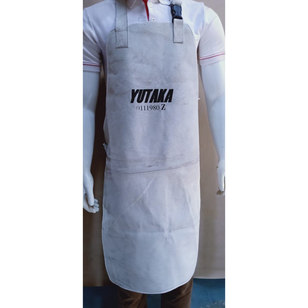 YUTAKA WELDING APRON KULIT Warna CHROME/ apron dada kulit abu