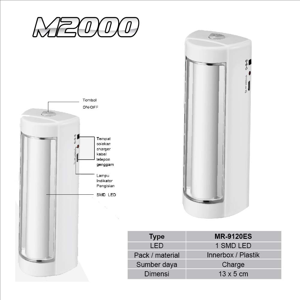 Lampu Emergency M2000 | Lempu LED M2000