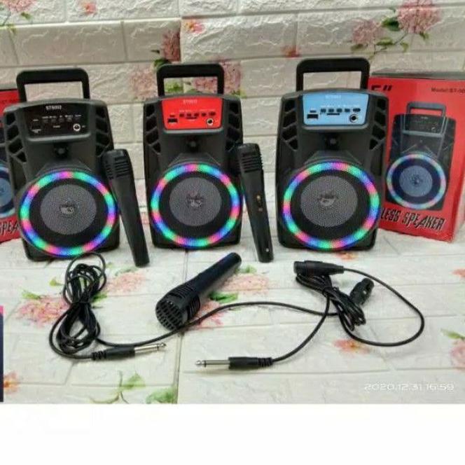 SPEAKER KARAOKE PORTABLE BLUETOOTH ST-5002 SERI SX-5008 BONUS MIC MICROPHONE