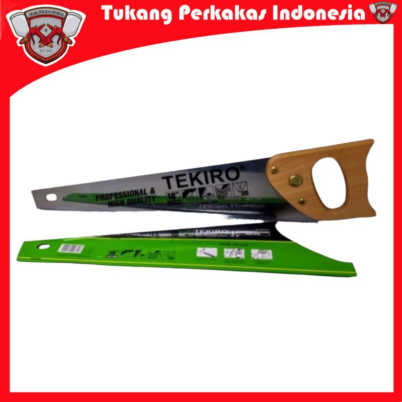 TEKIRO GERGAJI TANGAN GAGANG KAYU 18 INCH 3MATA