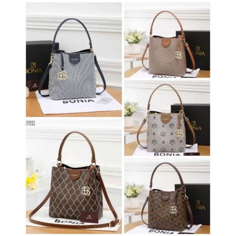 TAS BONIA 369-2 TOWN BUCKET WITH BOX TAS WANITA SLINGBAG TAS SELEMPANG JINJING IMPORT