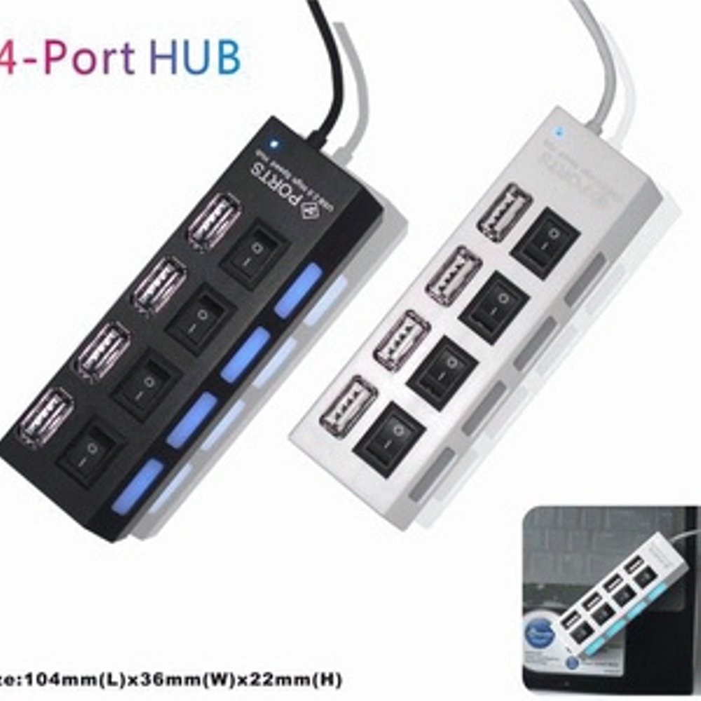 USB HUB 2.0 4 PORT SAKLAR ON OFF SWITCH LED HIGH SPEED