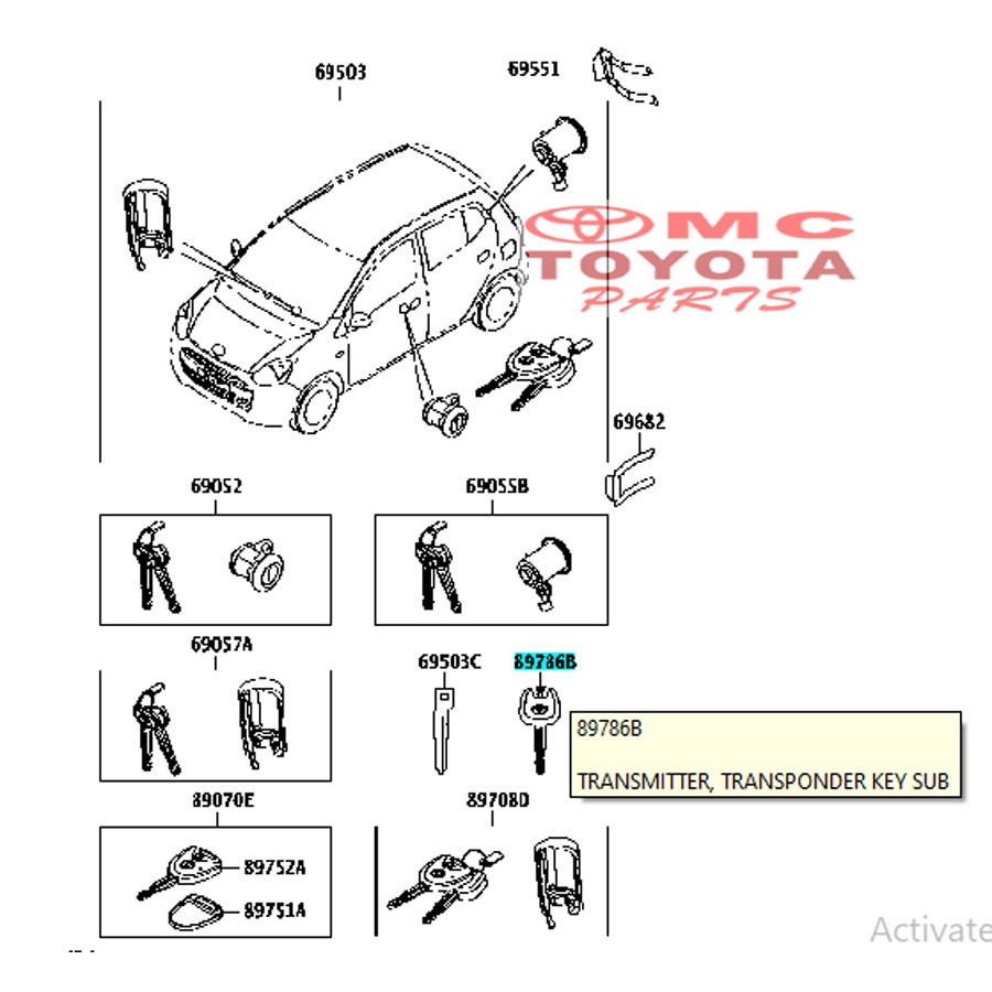 Kunci Key Transmitter Toyota Agya Calya 89785-BZ190