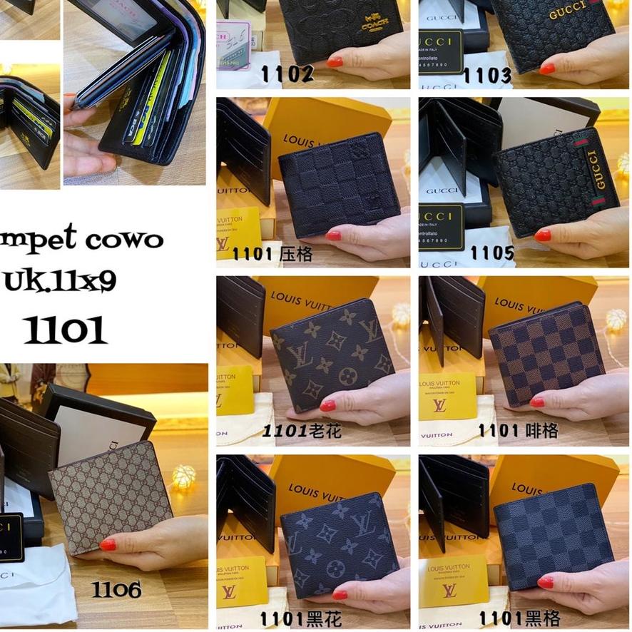 Dompet PRIA 1101 ADA BOX SUPER PREMIUM LIPAT PENDEK KULIT IMPOR GUCCI L2