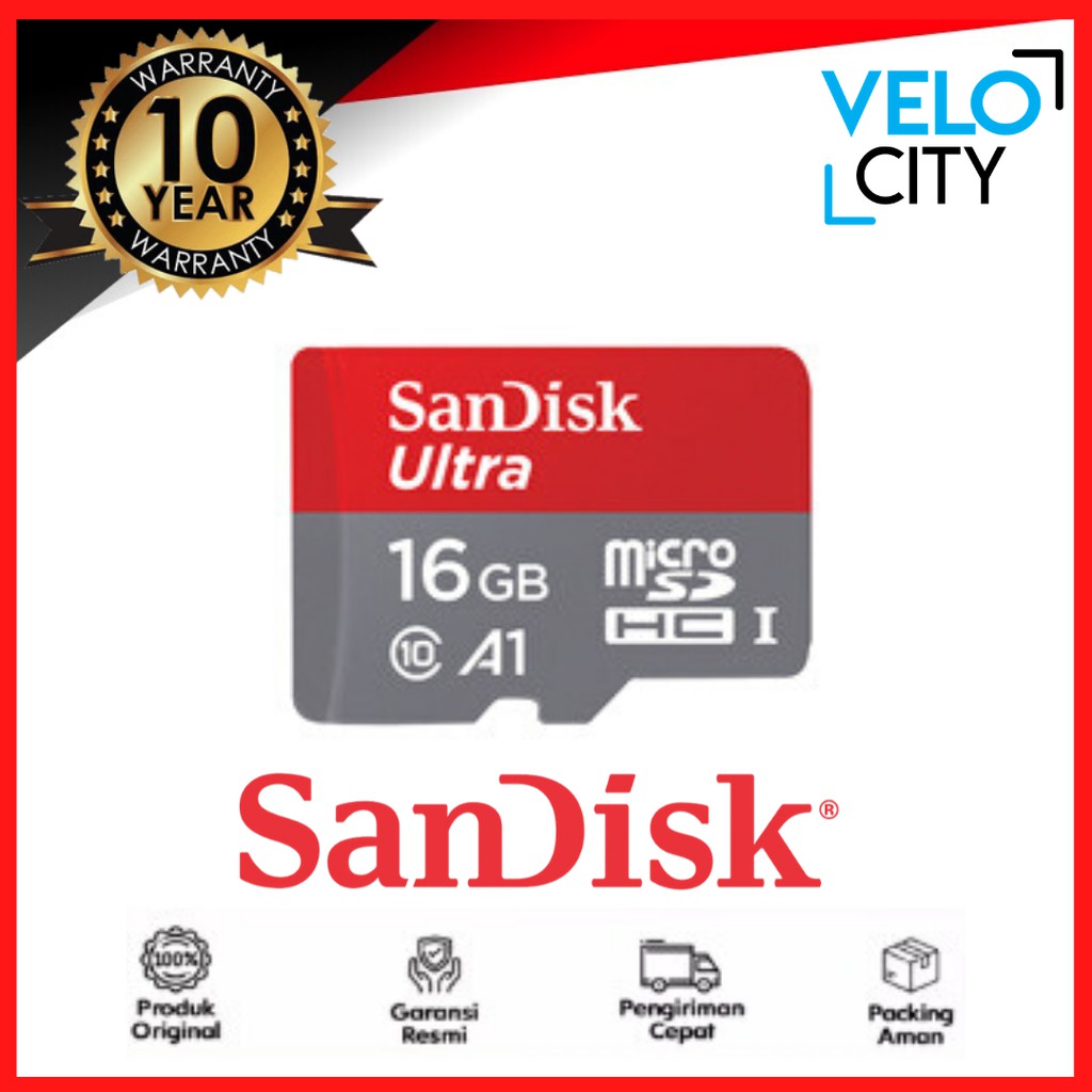 Memory Card Microsd SanDisk Ultra Micro SD Card 16GB UHS-I A1 up to 98Mbps Original