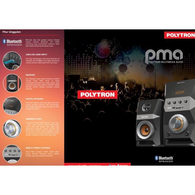 Polytron Pma 9502 Speaker Aktif Multimedia Bluetooth Pma9502 Grs Resmi