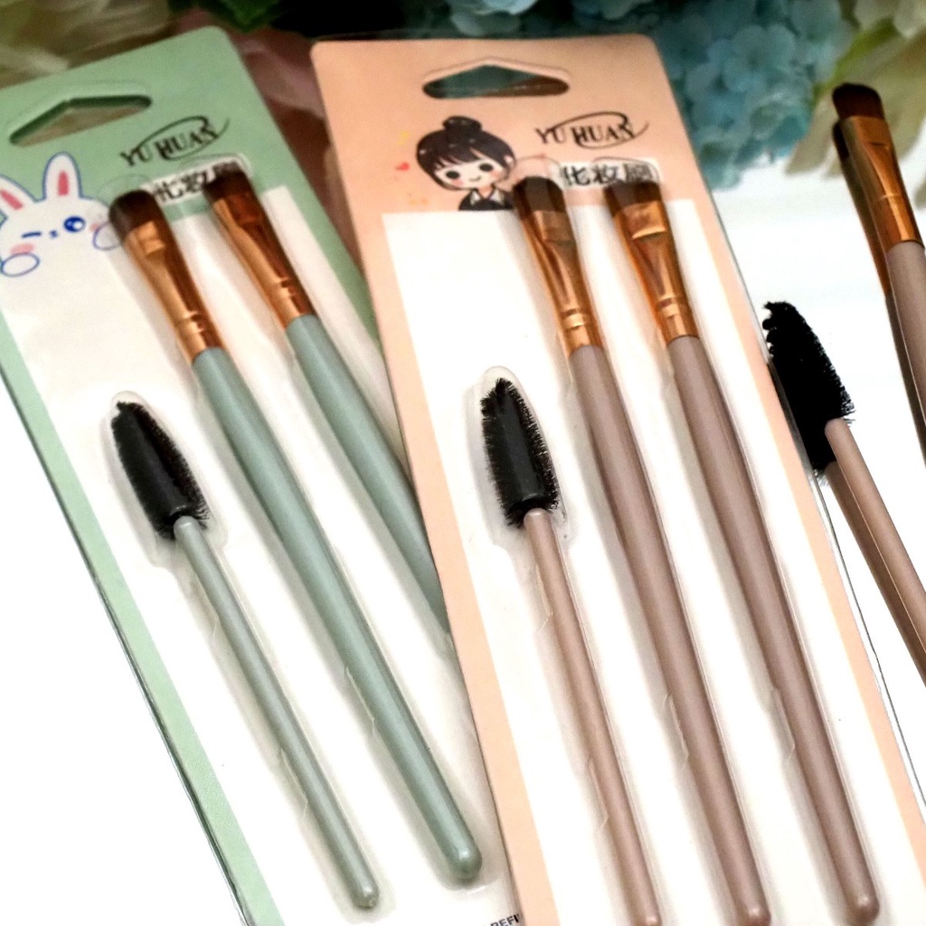 Kuas Make Up Set 3 IN 1 Make up Brush Eye Shadow Maskara Eyeliner Beauty Tools 3 Variant Brush Mini Travel Cosmetic
