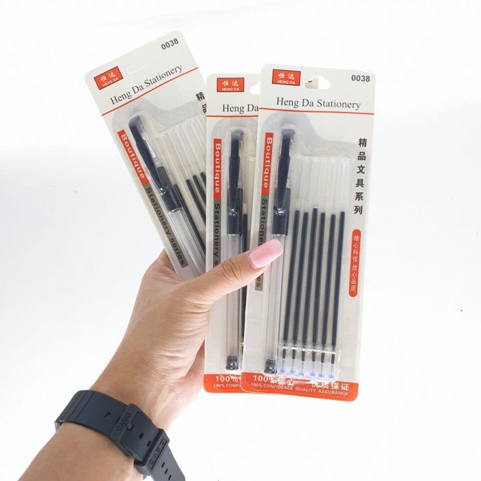 

NEW MB33 PENA GEL SET 6pcs Isi Ulang / TINTA PENA CAIR 0.5MM ISI ULANG