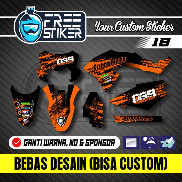 DECAL STICKER KLX 150 ORANGE SPLASH HITAM SUPERMOTO