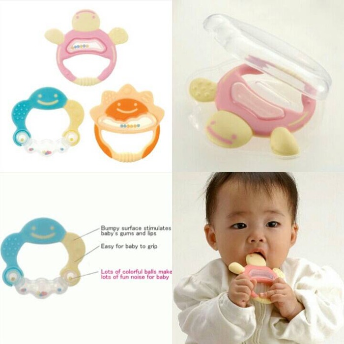 RICHELL Teether with Case | Mainan Gigitan Bayi | Teething Toys | Rattle Teether Richell dengan Casing