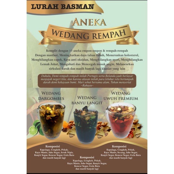 

Wedang Uwuh Premium Lurah Basman / Jaminan Rasa Beda Dari Yang Lain/ Jamu Godok + Gula Batu