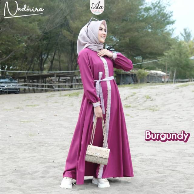 Nadhira dress by Aden hijab gamis toyobo import premium pesta syar'i formal renda lebaran ORI fodu