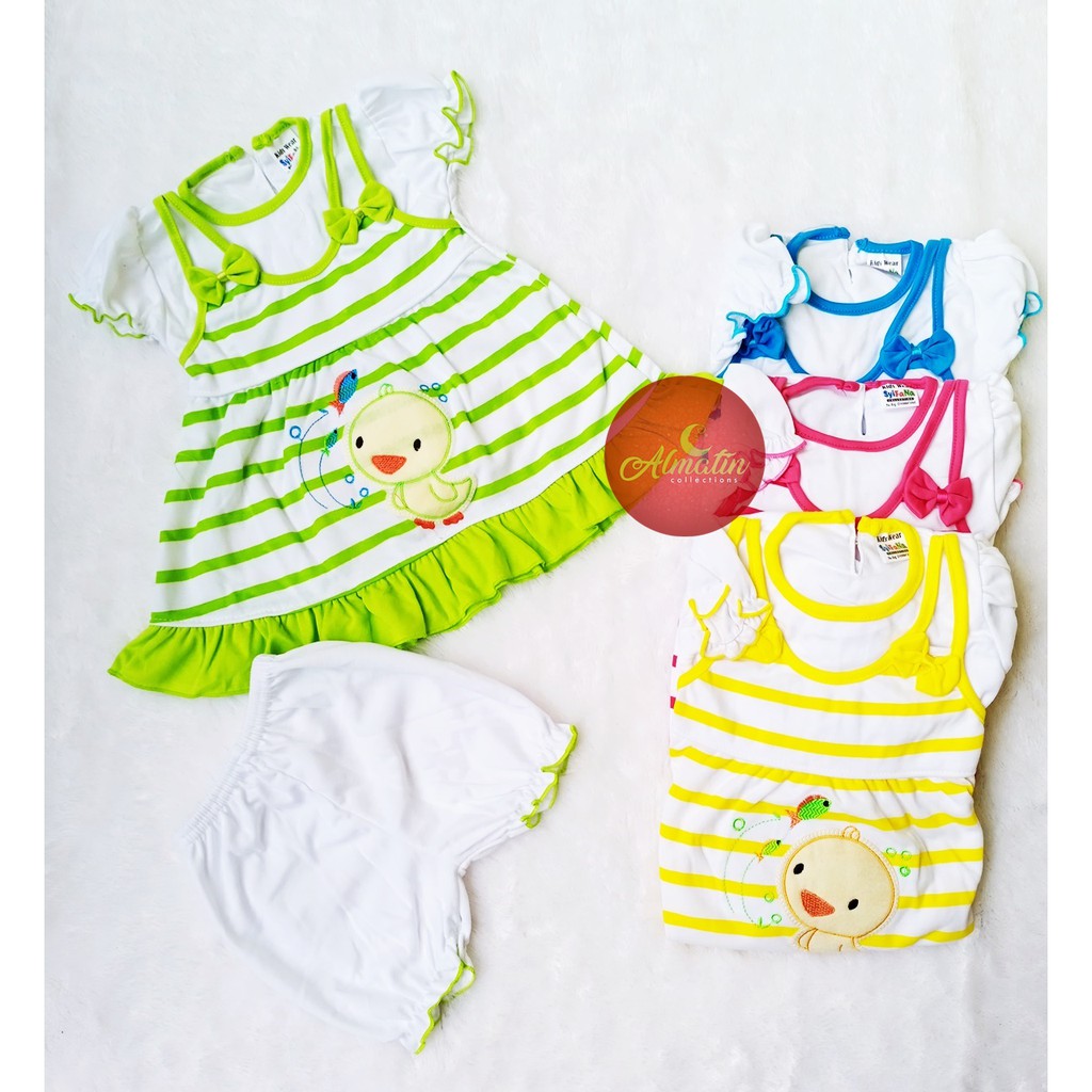 Setelan Baju Bayi Perempuan / Dress Bayi Lucu Usia 3 - 18 Bulan, Murah Berkualitas