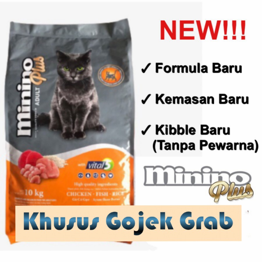 Minino plus 10 Kg makanan kucing 10kg Freshpack Gojek Grab no maxi