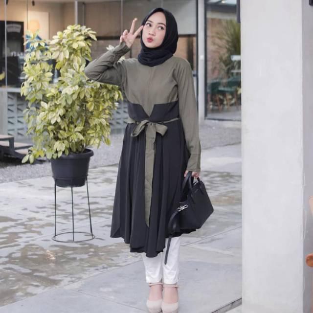 M L Xltunik Bahan Moscrepe Julie Tunik Baju Atasan Muslim Busui Friendly