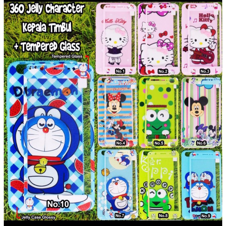 CASE JELLY CHARACTER KEPALA TIMBUL+ TemperedFor Hp SAMSUNG J4 J6 J7Prime OPPO F7 VIVO V7+ V9 Y83 XIAOMI REDMI S2 REDMI NOTE5PRO Casemurah