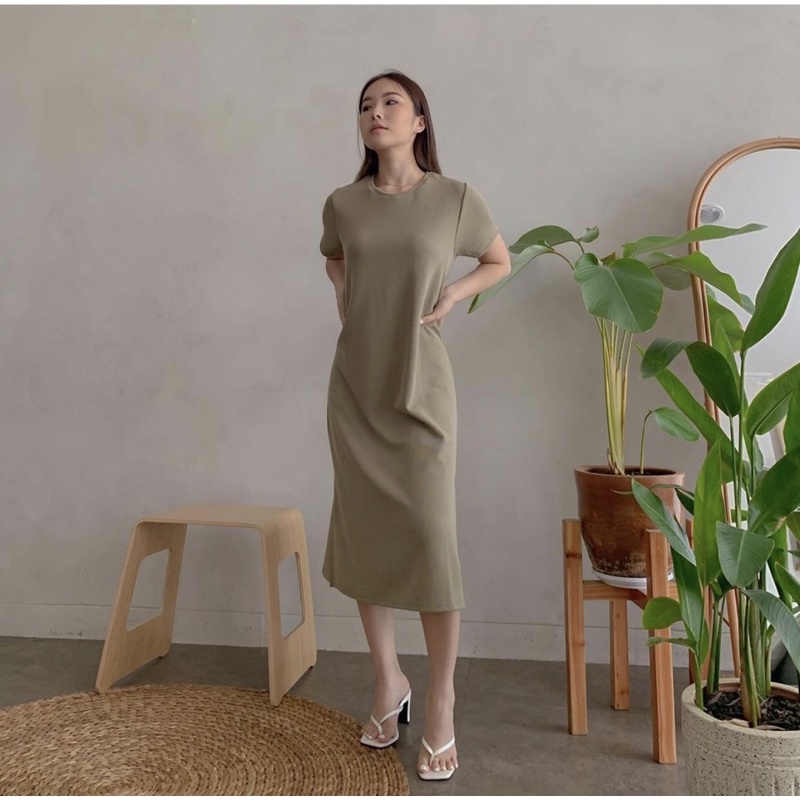 VIVIAN PREMIUM LOOSE MAXI DRESS KOREA - CASUAL LONG DRESS BUMIL FRIENDLY - DRESS SANTAI - MAXI DRESS BASIC WITH SLIT - COMFY DRESS