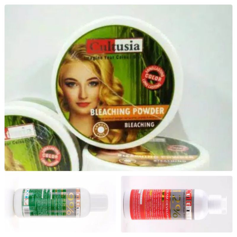 BLEACHING POWDER CULTUSIA SEMIR RAMBUT PUTIH PEWARNA RAMBUT MAGICAP TOPI HIGHTLIGHT