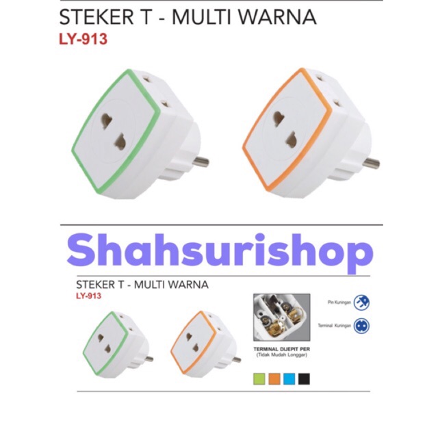 STEKER COLOKAN T MULTI WARNA LOYAL LY 913W 913 W DENGAN PIN KUNINGAN