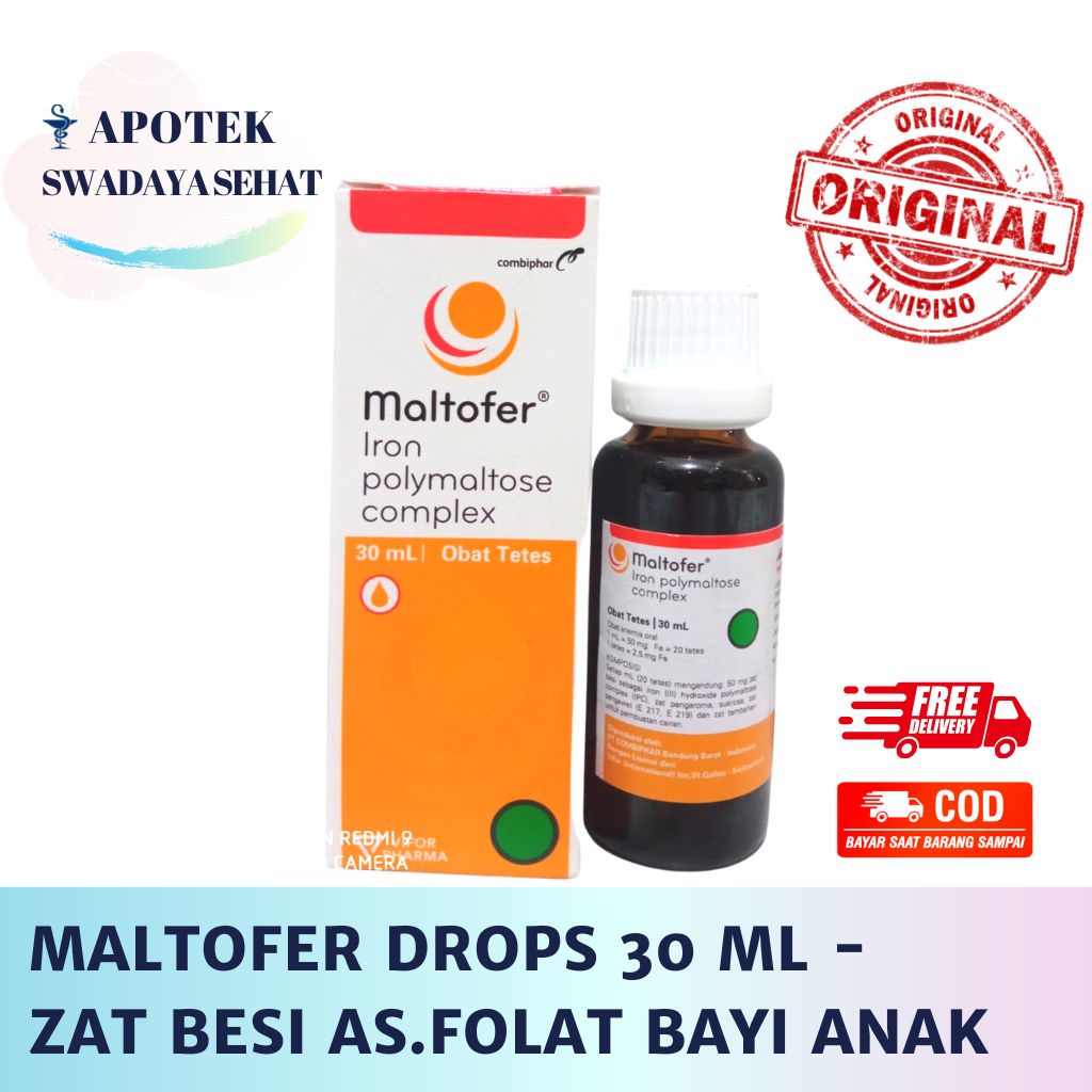MALTOFER SYRUP 150ML DROPS 30 ML - Obat Vitamin Anemia Kekurangan Zat Besi Asam Folat Hamil Lahir Anak Bayi Drop
