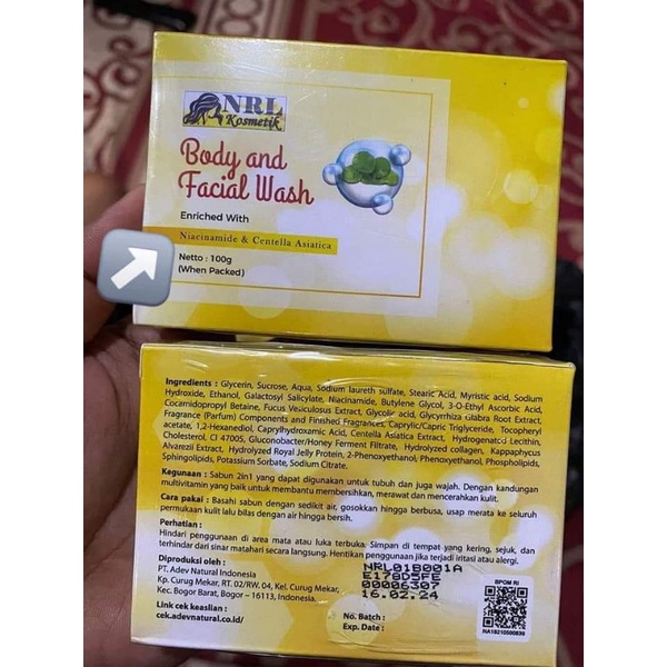 BODY AND FACIAL WASH NRL ORIGINAL  BPOM SABUN BATANG NRL ORI AMAN MEMUTIHKAN OBAT JERAWAT CREAM NRL