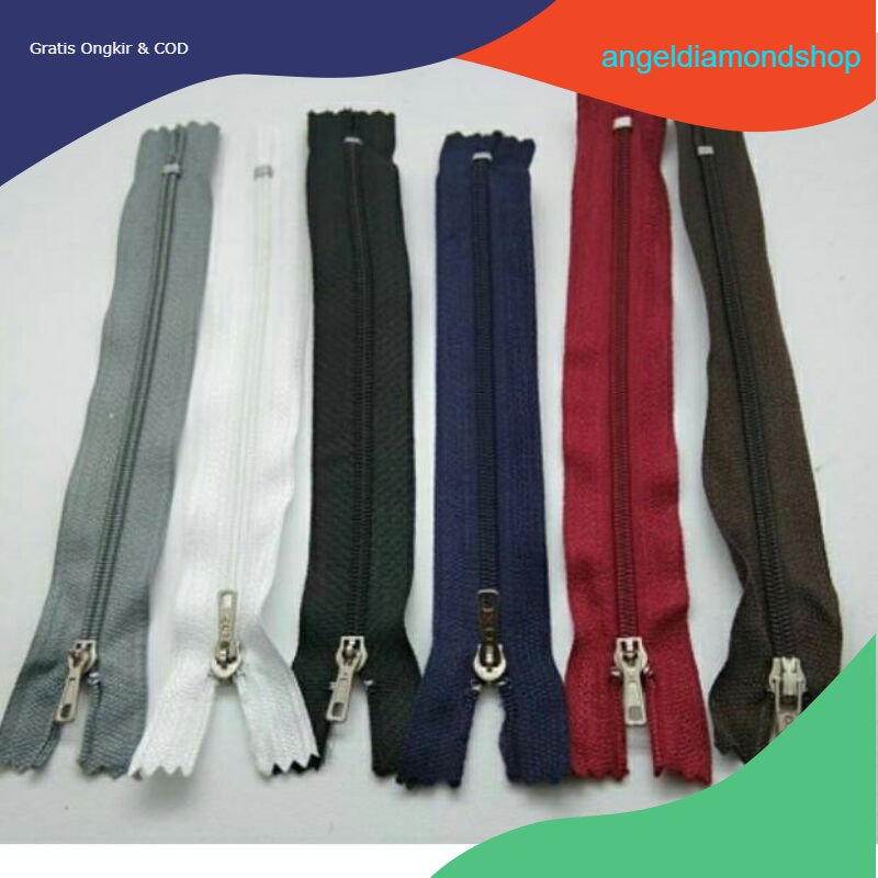 1 lusin Resleting / Sleting / Rits Celana 6 inch (15cm) campur Warna Warni