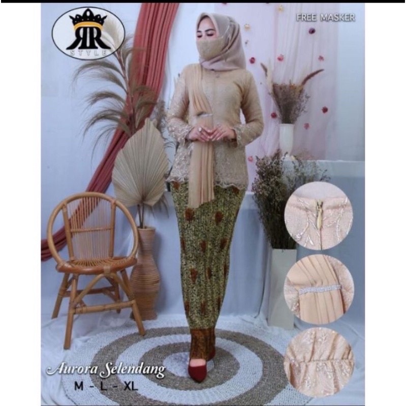 AURORA SELENDANG CERUTI KEBAYA MODERN-Navy