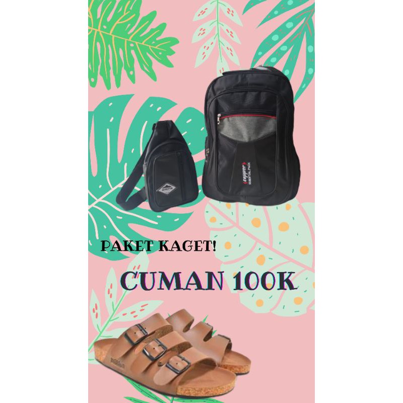 PAKET KAGET SUPER HEMAT/TERMURAH/TERLARIS/TERHEMAT/TAS RANSEL/TAS SLIMBAG/SANDAL MURAH