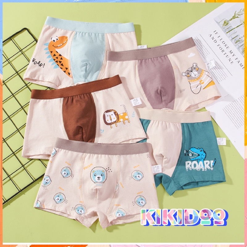 Kikidoo Boxer Anak Cowok Katun Premium Import Motif Animal Lucu BAL41