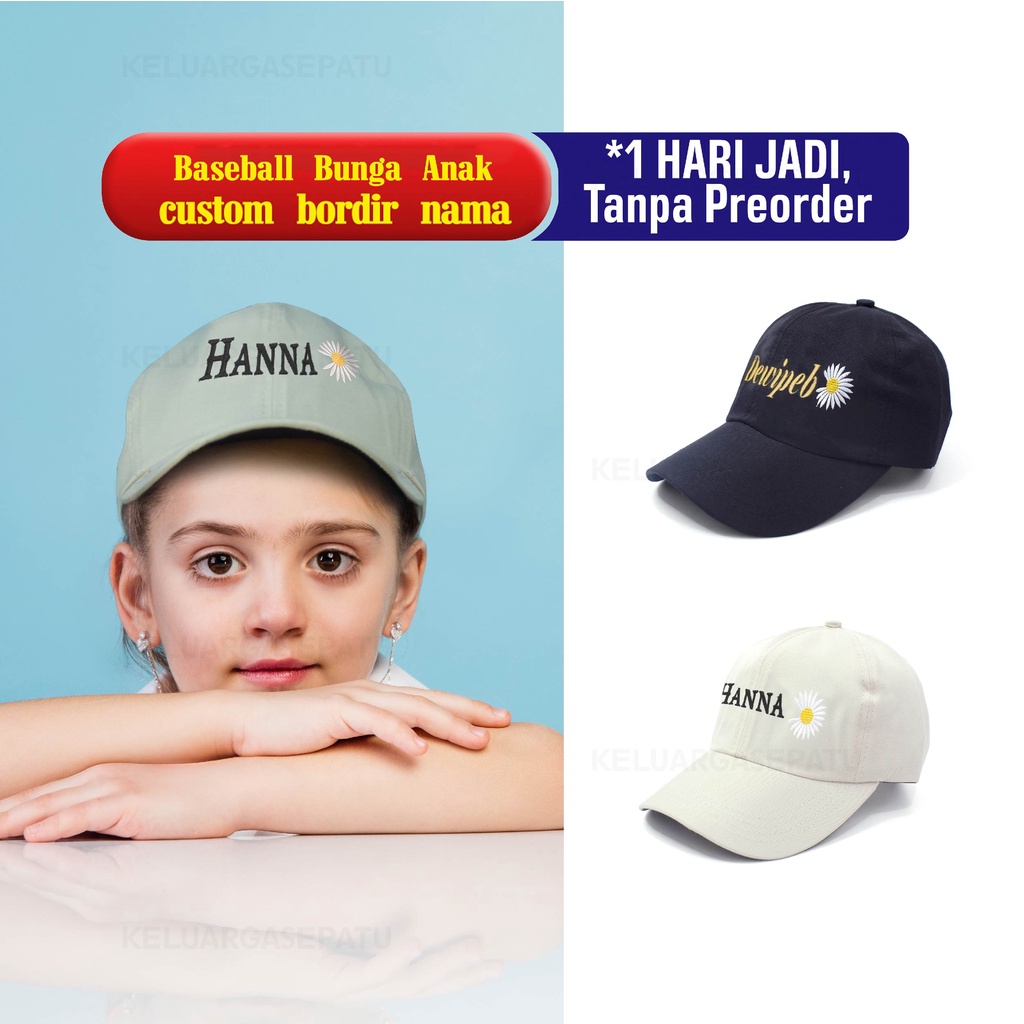 TOPI BASEBALL DAISY NAMA ANAK FREE BORDIR NAMA TOPI ANAK CEWE LUCU DAN MURAH