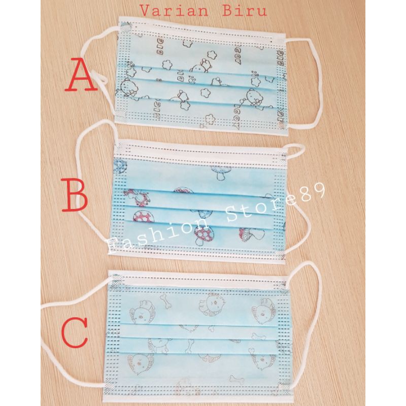 Ready siap kirim masker anak 3ply karakter 1box isi 50pcs