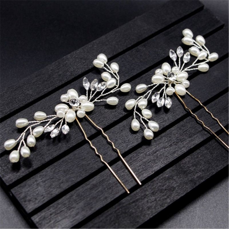 HARUS MIN 2 Pin Rambut Headress Pita Rambu Konde Pengantin Bridemaid Pesta  Hairclip Wedding Hairpin