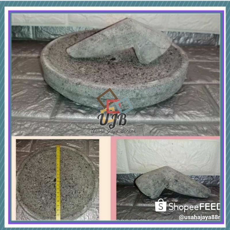 100% Batu Asli / Cobek + Ulekan bubut / cowet Cobek Batu Asli Ulekan Batu