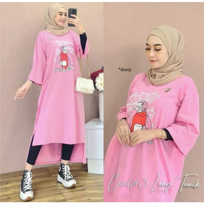 Atasan Cewek Terbaru Lengan Panjang Cecil Long Tunik Kekinian 2022 Baju Tunik Cewek Dewasa Muslim Ba