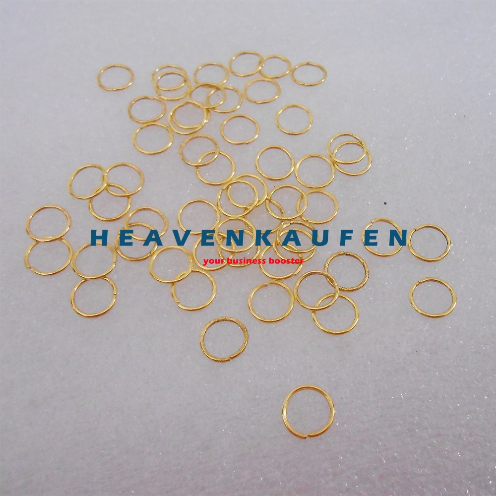 Ring Bulat Kecil Tipis Diameter Lubang 8 mm Gold Emas Untuk Ring Bulat Craft Gantungan Kunci Dll Harga Per Pack isi 50 Pcs