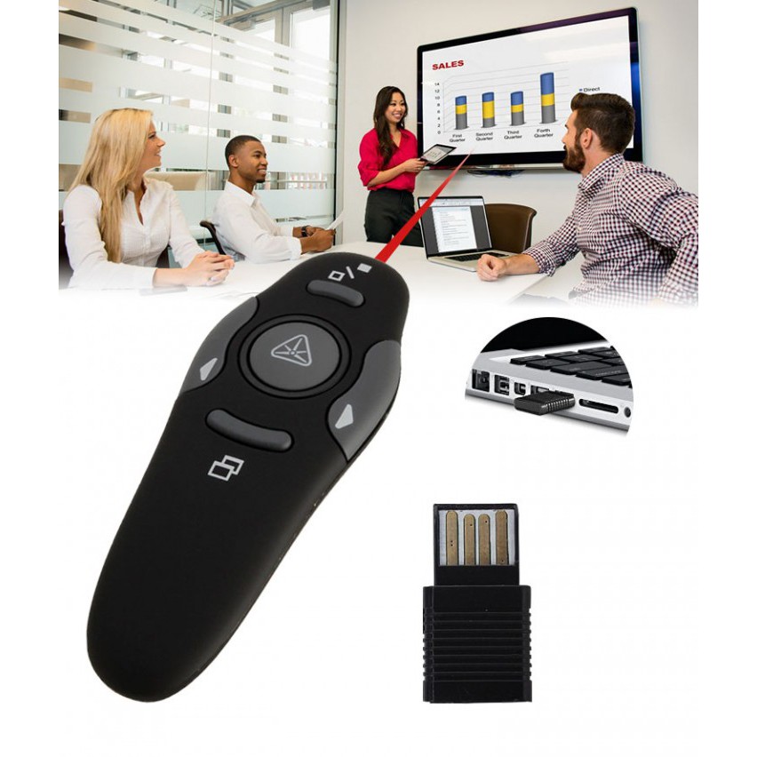 800331-S6 - High Quality USB Wireless Pointer Office Presenter with Remote Control Laser RF Pen