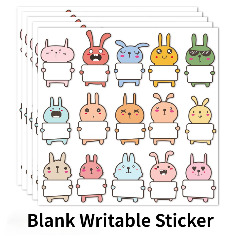 60/120pcs Blank Label Writable Mark Stickers 15pcs/sheet Cute Animal Stickers for Kids DIY Scrapbooking Schools Stationery