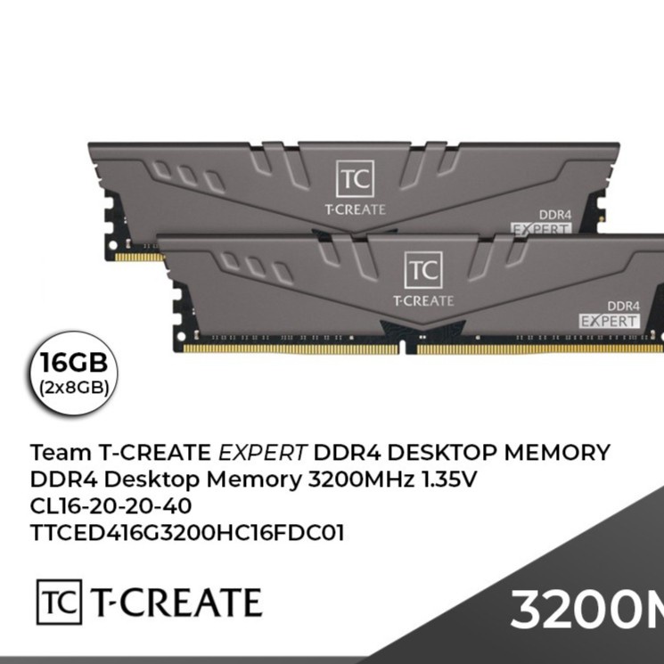 Ram TEAM T-CREATE EXPERT 16GB 2x8GB DDR4 3200MHz 1.35V CL16 Grey