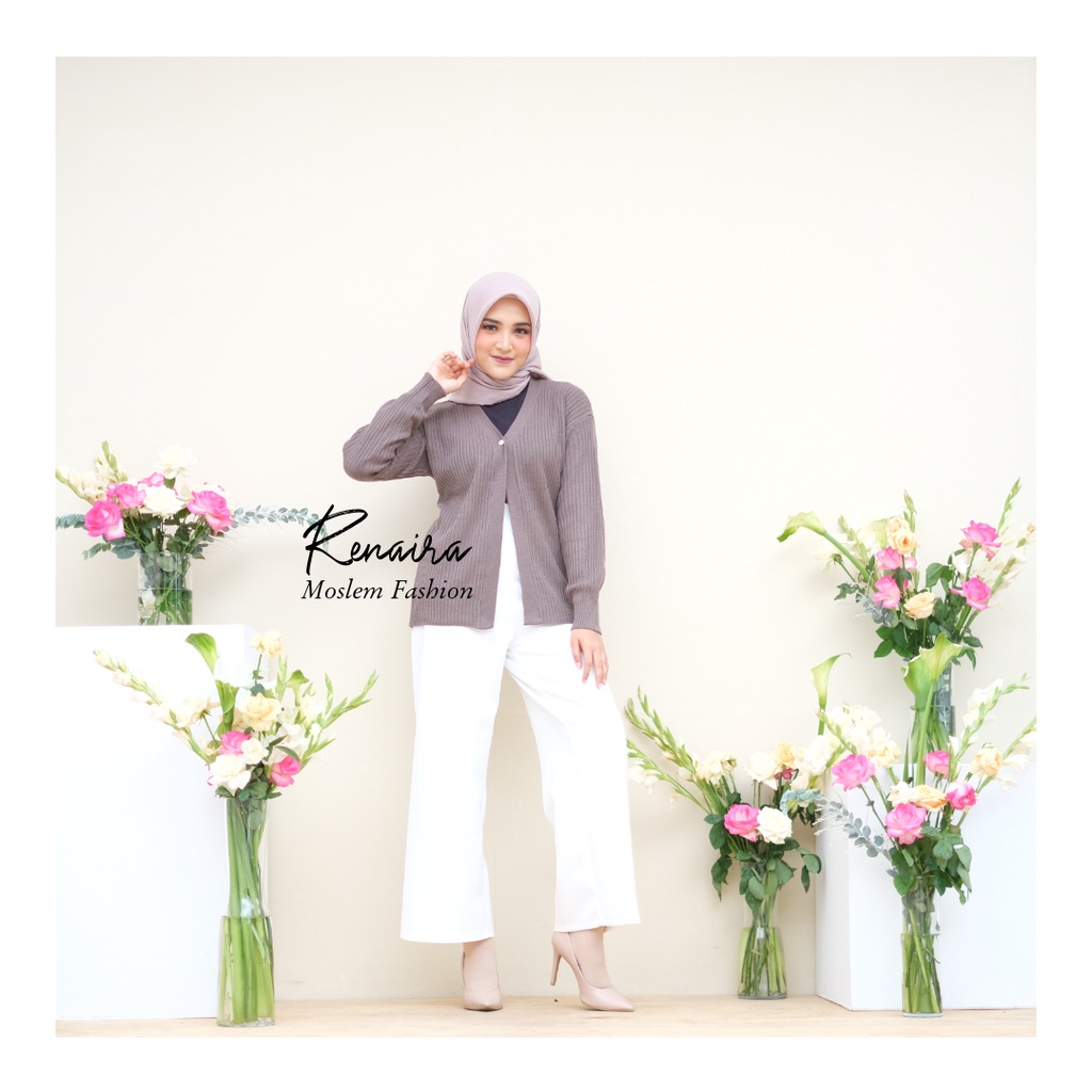 Cardigan rajut kancing mutiara RENAIRA 01-2